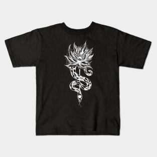 Snake and flower (White version) Kids T-Shirt